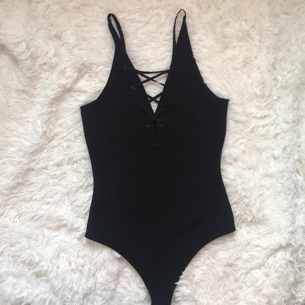 EXPRESS Black Lace Up Body Suit | NWOT
